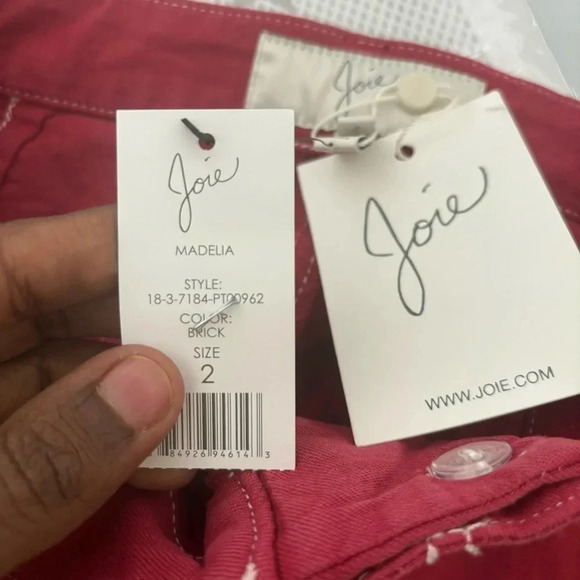 Joie Madelia Cargo Pant Cardinal Red Slim Straight Leg Cargo Painter Ankle sz 2 - Picture 6 of 7